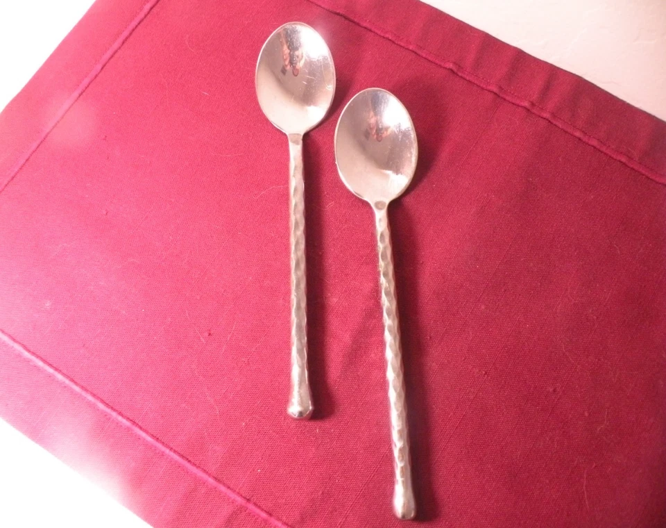 2 colheres de sopa ovais configurações gourmet CORAÇÕES DE PRATA ponta de bola de aço inoxidável 7 1/2" - Imagem 1 de 4