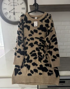Brand New - Leopard Print Fluffy Knit Dress - Size 14 - Picture 1 of 5