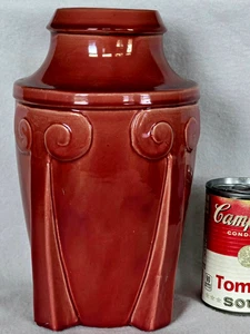 Awaji Japan Pottery Large Maroon Buttressed Vase Arts & Crafts c 1910 - Picture 1 of 8