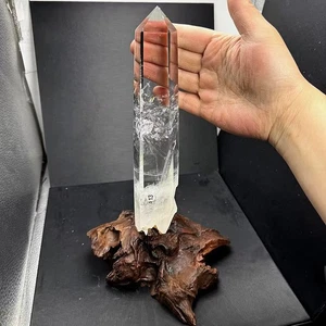 2.61LB A+ Natural Clear Quartz Obelisk Crystals Tower Point Wand Reiki + Stand - Picture 1 of 7