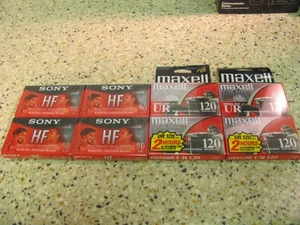 Sealed Cassette Tapes,  Maxell 120 (4), Sony 90 (4) - Picture 1 of 7