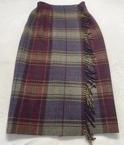 Vintage Ralph Lauren Wickel Fransen Maxi Rock 10 Tartan Reitsport 100% Lammwolle - Bild 1 von 13
