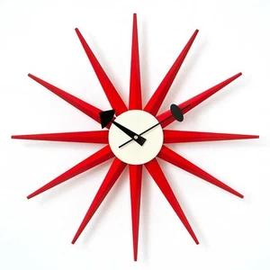 George Nelson Sunburst Clock Red Repro DAIVA Wall Clock Mid Century New - Picture 1 of 3