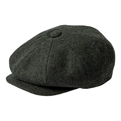  Hombres Mezcla de Lana 8 Paneles Gorra de Newsboy Tweed Sombrero de Cabbie 7 7/8 Verde Espiga Foto 1 de 4