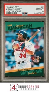 1993 SELECT STAT LEADERS #2 KIRBY PUCKETT TWINS HOF POP 6 PSA 10 - Picture 1 of 3