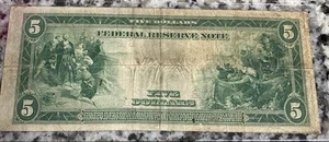 1914 Large $5 Five Dollar Bill Federal Reserve Note FRN Chicago G16525605B Art - Picture 1 of 9