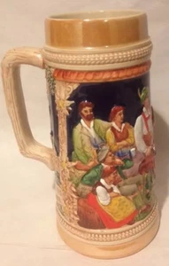 Taza de piedra de cerveza de cerámica alemana Gerz 9" en danza y broma / permanece joven el corazón - Imagen 1 de 7