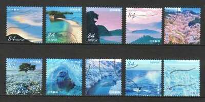 JAPAN 2021 GREETINGS NATURAL LANDSCAPES 84 YEN COMP. SET OF 10 STAMPS FINE USED - Image 1 of 4