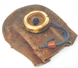 Borsa Giapponese in Pelle con Netsuke Sagemono Antica Originale dal Giappone 0517D4 - Foto 1 di 11