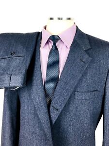 46R Brooks Brothers Mens Vintage Pure Wool 3 Button Suit Herringbone Pants 44