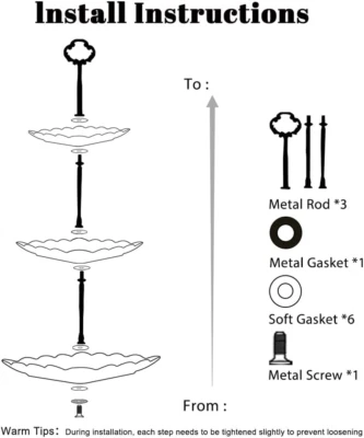 Bandeja para servir con soporte para cupcakes de porcelana de 3 niveles - Postre elegante en relieve blanco... Foto 1 de 4