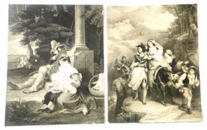 Steel Engraving original 2 ''The carrara family'' & ''The Way Side In Italy'' - Picture 1 of 21