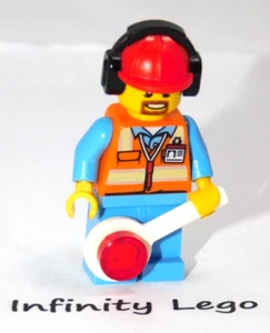 LEGO Air Show Airport Construction Worker Minifigure with Orange Jacket (60103) - Picture 1 of 4