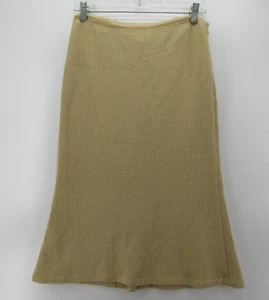 VINTAGE Ralph Lauren Black Label Skirt Women 6 Brown Linen Silk Herringbone Midi - Picture 1 of 9