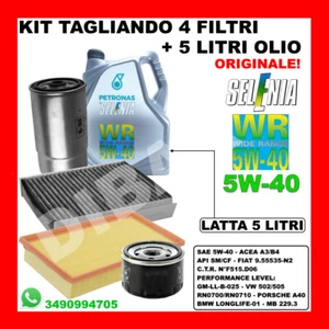KIT 4 FILTRI+5LT OLIO SELENIA WR 5W40 ALFA 147 1.9 JTDM 8V KW88 2005 937A3000 13 - Foto 1 di 3