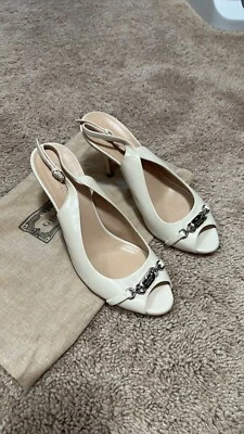 Gucci Open Toes Heel Vintage Sandals Leather Mid Heel  Beige Size EU 36 1/2 Used - Image 1 of 4