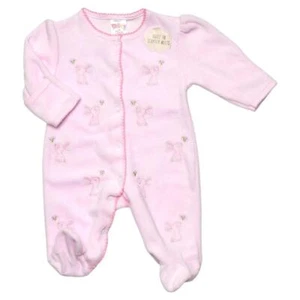 Baby Girls ~ Rabbit ~ Sleepsuit ~ Outfit Velour ~ Pink ~ Spanish 0-3 3-6 Months - Picture 1 of 3