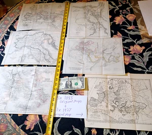 Lot of 6 Original Antique Maps: 5x 1885 + 1x 1909 Henry Holt, etc., 12" X 10" - Picture 1 of 22