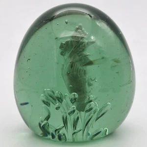 Victorian Sulphide Dump Paperweight 1.45kg 10.5cm Tall Green Bubbles Barley Hand - Picture 1 of 19