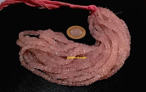 ROSENQUARZ QUADRATISCH 4-5 MM GLATT HEISHI-SCHLIFF LOSE EDELSTEIN PERLEN 8 ZOLL 1 STRANG - Bild 1 von 4