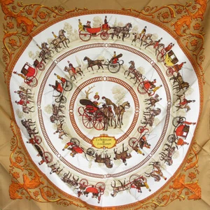 HERMES Carre 90 mehrfarbig PROMENADE LONGCHAMPS Seide 100 % aus JAPAN KOSTENLOSER VERSAND - Bild 1 von 9