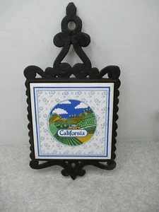 Vintage Gusseisen Metall Untersetzer Keramikfliese California 9 5/8" x 5" - Bild 1 von 7