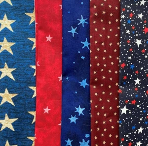 *Five Star Collection II* 5 FQ Bundle Patriotic Americana Red Blue White Cotton - Picture 1 of 6