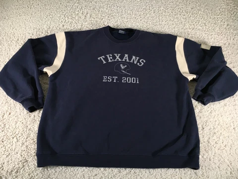 Vintage Houston Texans Sweater Mens Extra Large Blue Reebok Football Sweatshirt Cover