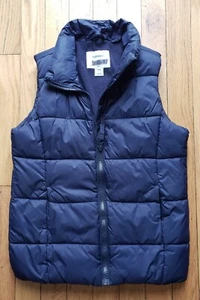 Puffer VEST Youth Medium 8 OLD NAVY Fleece Lining Zipper Pockets Color Navy Blue - Picture 1 of 10