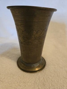 ANT Brass Glass Lassi Mikk Cup Original Old Hand Crafted Engraved 104 Price DROP - Picture 1 of 6