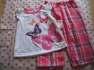 PIGIAMA PIGIAMA CARTER'S BAMBINA NUOVO CON ETICHETTA ROSA FARFALLA  - Foto 1 di 2
