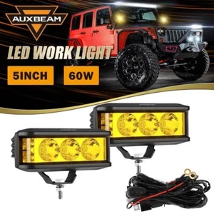 AUXBEAM 2X 5" INCH Square LED Work Lights Amber SUV 4WD Off-road Fog Driving - Picture 1 of 12