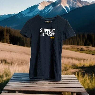 Camiseta negra Under Armour Support The Troops ajustada Heatgear para mujer talla S Foto 1 de 4
