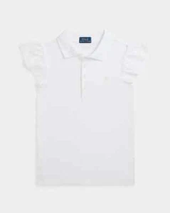 Polo Ralph Lauren Eyelet Stretch Mesh Polo Shirt Girls, White, XL(16) - Picture 1 of 2