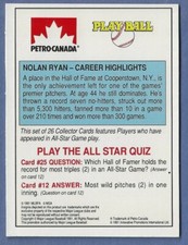 1991 Petro Canada All Star Fanfest Standups #25 Nolan Ryan Rangers
