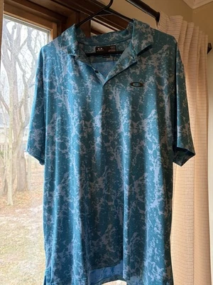 Camisa Polo Oakley Para Hombre Extra Grande XL Azul Geométrica Ligera Elastizada Golf Foto 1 de 2