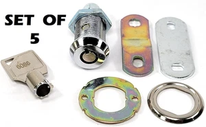 5 Sets - Tubular Cam Lock Chrome Cylinder Cam Locks - Picture 1 of 2