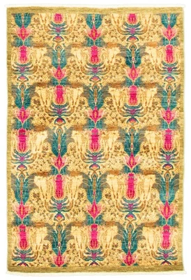 4'1" x 6'2" Hand Knotted Area Rug Traditional Oriental Wool Carpet - Image 1 of 4