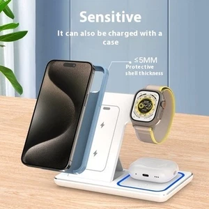 15W 3 In 1 LED Fast Wireless Charger Stand Foldable Charging Station For Smart P - Bild 1 von 6