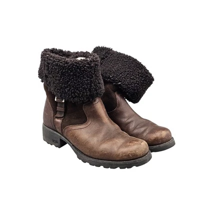 UGG Women's KoolaBurra 6 US Bellvue II Brown Leather Sherpa Cuff Winter Boots - Image 1 of 4