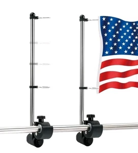 2 PCS Boat Flag Pole Holder Stainless Steel Boat Pulpit Staff (7/8" - 1-1/4 ") - Picture 1 of 8