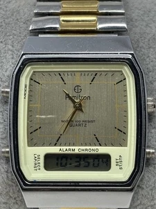VTG Armitron Analog Digital Watch 20/2157 Men Gold Tone Alarm Chrono New Battery - Picture 1 of 14