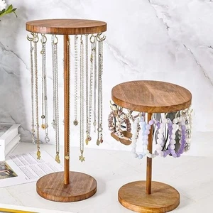 Wooden Earring Display Stand Holder Jewelry Necklace Rack Hanging Organize Rack - Picture 1 of 16