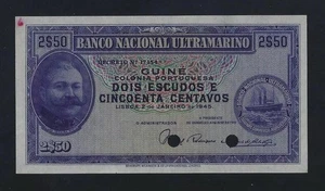 Portugal Guinea 2$50 Escudos 1945 P-26s SPECIMEN IN UNC - Picture 1 of 2