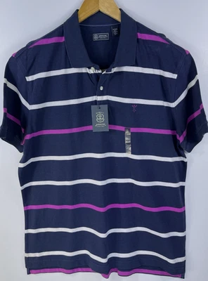 Nuevo Polo Arrow Para Hombres XL Rayas Azul Manga Corta Camisa de Golf Algodón Foto 1 de 4