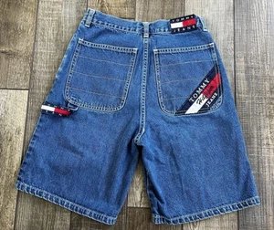 Vintage Y2K Tommy Hilfiger Carpenter Latzhose Baggy Denim Shorts Jungen 12 - Bild 1 von 5