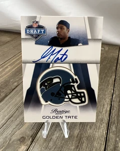 2010 Prestige NFL Draft Auto Golden Tate RC Rookie Helmet Seahawks Panini NFL-GT - Picture 1 of 2