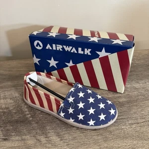 NEU Airwalk Flagge patriotische Canvas Slipper Schuhe Kind Größe 12 4. Juli USA - Bild 1 von 6