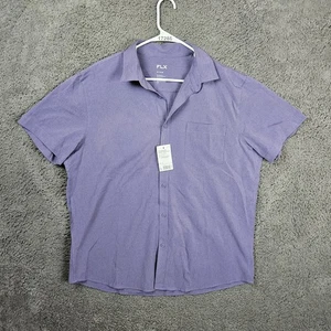 Camisa FLX Para Hombres XL Delgada Púrpura Rendimiento Con Botones Manga Corta Tecnología Moderna - Imagen 1 de 8