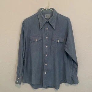 Vintage K-Mart Western Wear Denim Chambray Men's Shirt Size L/XL 1970's - Picture 1 of 8